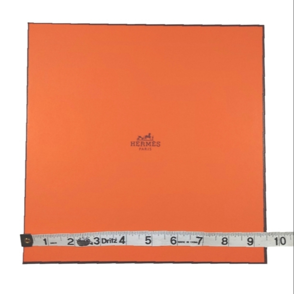 HERMES New Authentic Orange Square Scarf Gift Box with Brown Ribbon - Picture 3 of 6